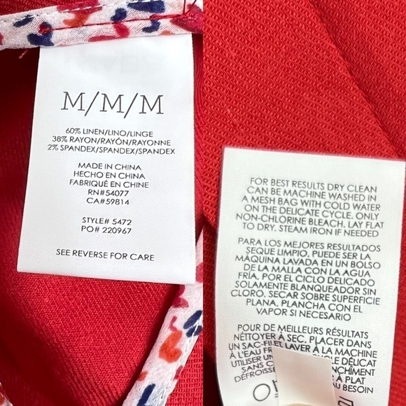 CAbi Red Valentine Linen Blend Blazer Jacket Size Medium - Picture 10 of 12